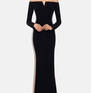 Xscape Long sleeve off the shoulder evening gown -size 12
